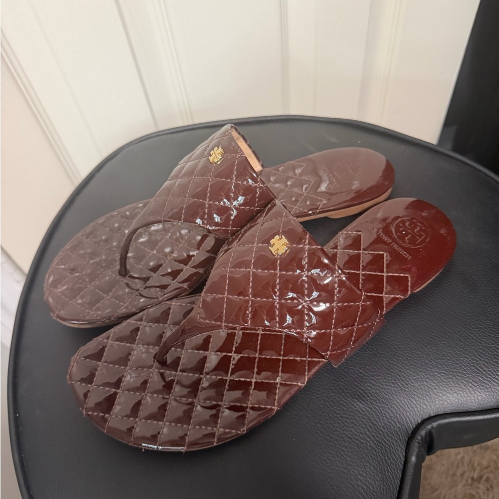 Tory Burch Dark Brown Quilted Sandals - Picture 6 of 6